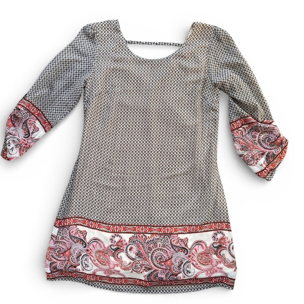 Speckless Shift Dress Womens Small Multicolor Paisley Geometric V-Neck Excellent